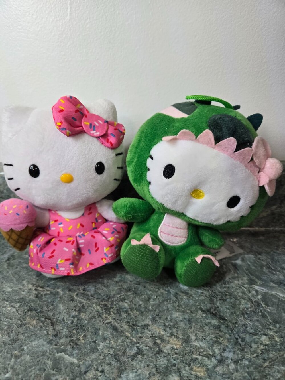 Hello Kitty Plush Lot of 2 – Ty Ice Cream & Fiesta Green Dragon Sanrio